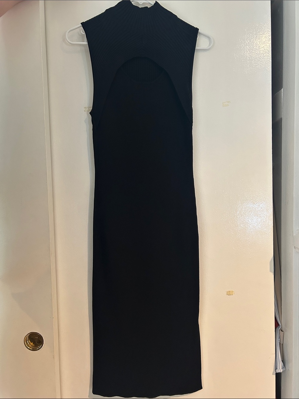 Sleeveless Black Midi Dress with High Neck